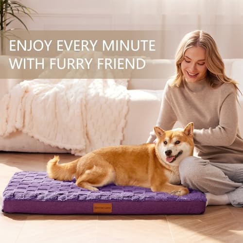 Patas Lague Orthopedic Large Dog Bed Pet Crate Mat 56''X40'' Purple - Image 2