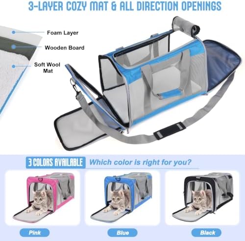 Pet Carrier for Large Cats of 20 Lbs, Collapsible Carrier Bag for Big Cat or 2 - Image 3