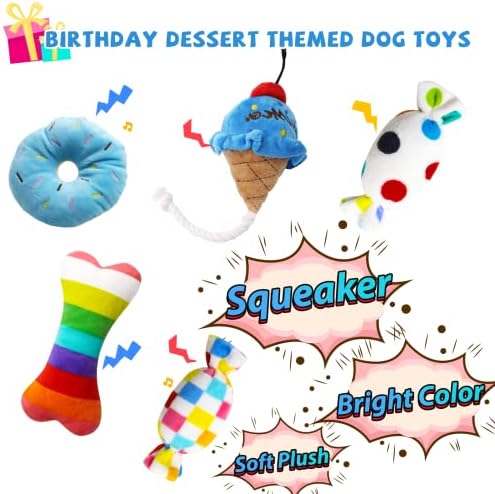 lilfrd 9Pcs Blue Dog Birthday Toy Set, Squeaky Hat Bandana Gift - Image 6