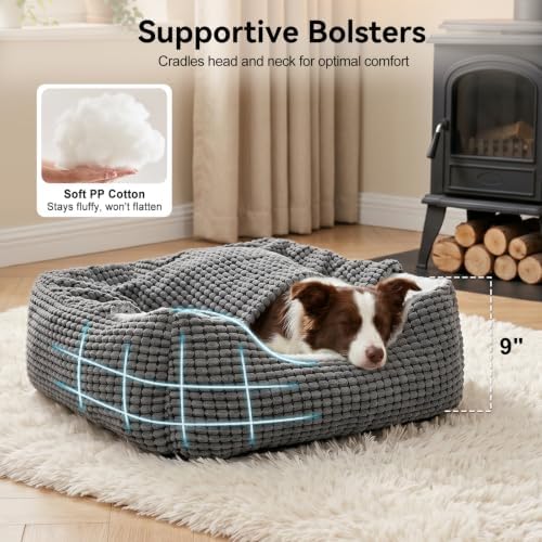 GASUR Dog Beds for Large Medium Small Dogs, Rectangle Cave Hooded Blanket Puppy - Image 3