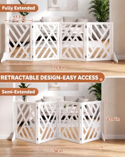 24" Wooden Dog Gate Indoor, Freestanding Pet Gate - Image 2