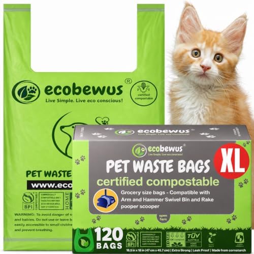 Certified Compostable XL Pet Waste Bag Plant-Based Cat Litter Bags Cornstarch by ecobewus