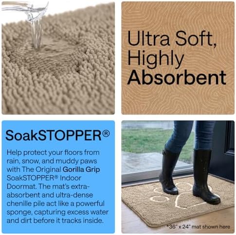 GORILLA GRIP SoakSTOPPER Dog Door Mat, Machine Wash Dry, 30x20 Beige Ivory - Image 4