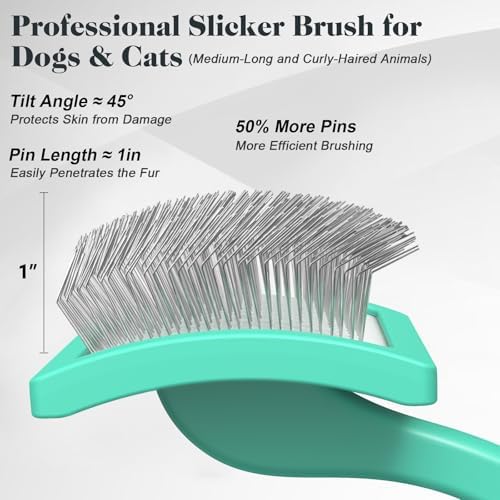 2PCS Slicker Brush for Dogs & Pet Comb, Professional Dog Grooming Brush - Image 3