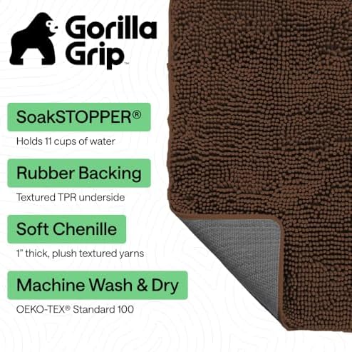 GORILLA GRIP SoakSTOPPER Dog Door Mat, Machine Wash and Dry, 30x20 Brown - Image 3