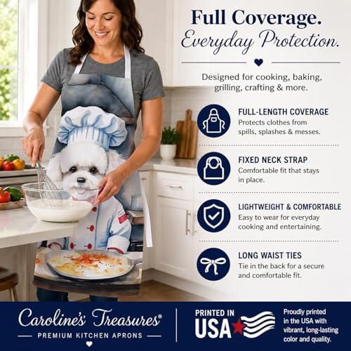 Caroline's Treasures Bichon Frise The Chef Apron Cooking Kitchen Server Baking - Image 4