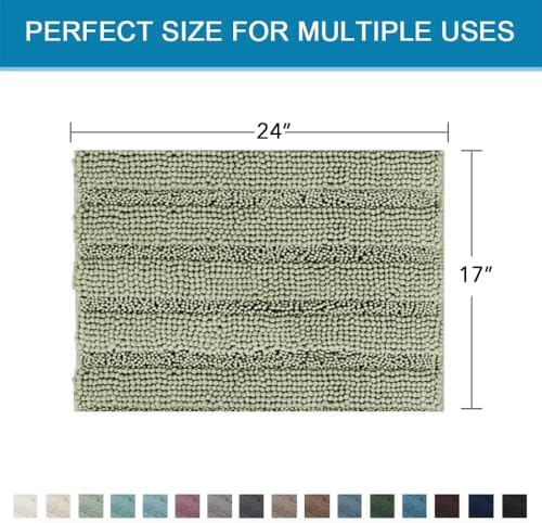 H.VERSAILTEX Bath Mats for Bathroom Non Slip Thick Chenille Striped Bath Rug - Image 2