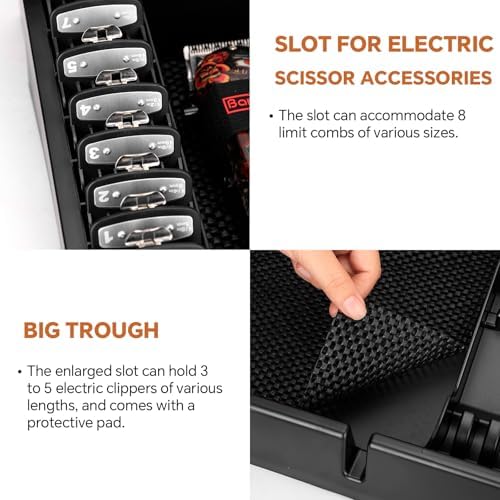 Barber Clippers Station, 15 x 11.8 x 4.3 inch Removable Tray Featuring - Image 6
