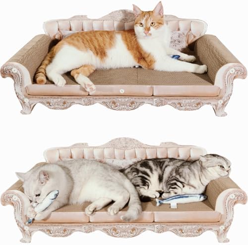 miwoowim 31.5" Extra Large Cat Scratcher Sofa, Durable Cardboard Lounge Bed by miwooim