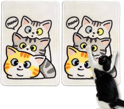 2 Pack Indoor Cat Scratch Mat & Pad, 19.69x13.78 Inch High-Density Loop Pile by BigpomelosCo
