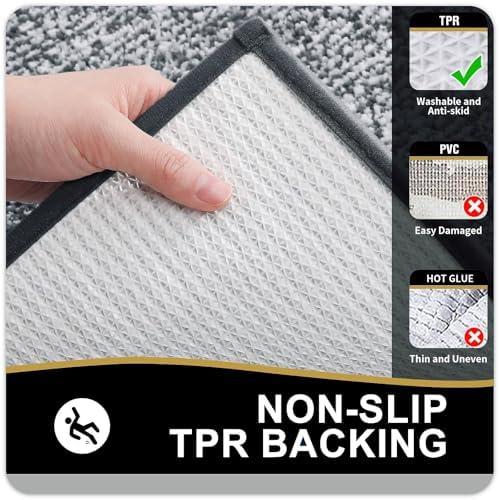 OLANLY Large Bathroom Rugs 40x32, Absorbent Microfiber Bath Rugs, Dark Grey - Image 4