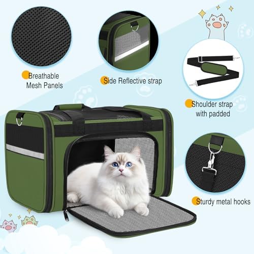 HUANLANG Large Cat Carrier Soft Sided Travel Pet Carrier Airline Approved - Image 6