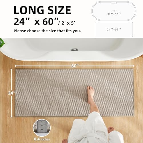 TYUU Bathroom Runner Rug, Long Bath Mat Washable Thin Quick Dry Low Pile - Image 2