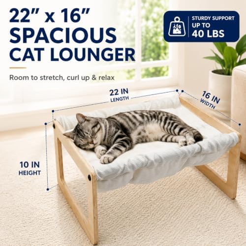 Elevated Cat Bed, Wooden Cat Hammock - Image 3