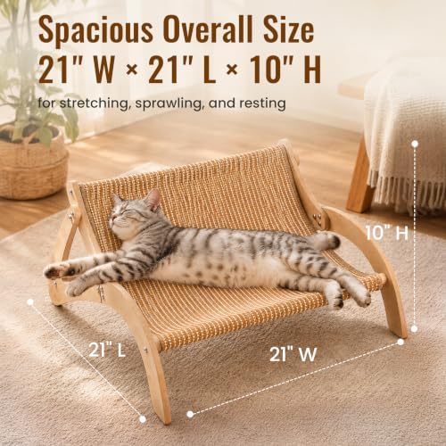 XL Sisal Cat Scratcher Bed for Large Cats|Stable Wood Cat Lounge|21x21x10 - Image 4