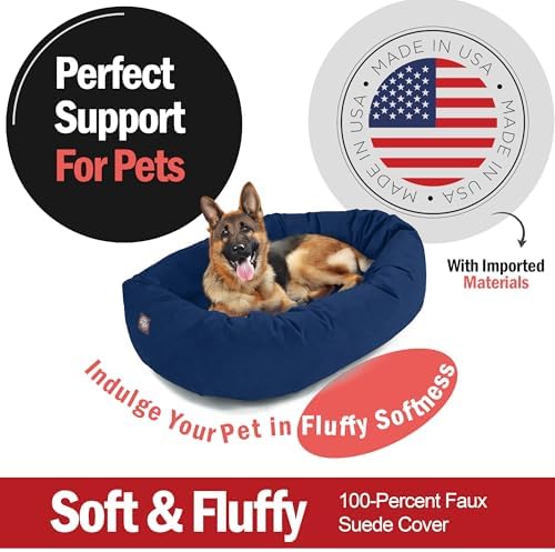 Majestic Pet 52 Inch Suede Calming Dog Bed Washable – Cozy Soft Round Dog Bed - Image 2