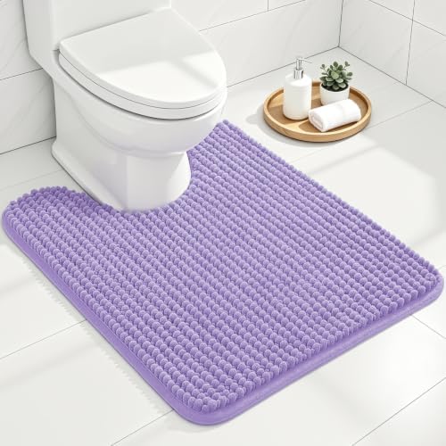 Ophanie Purple Toilet Rugs U-Shaped 24x20, Soft Chenille Contour Bath Mat by Ophanie