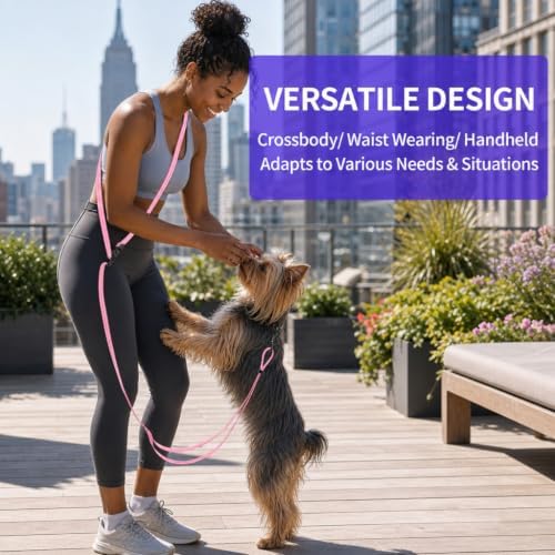Kazazoo Hands-Free Dog Leash Adjustable Length 5-8 Ft, Waist & Crossbody Leash - Image 3