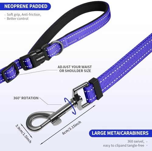 Kazazoo Hands-Free Dog Leash Adjustable Length 5-8 Ft, Crossbody & Waist - Image 4