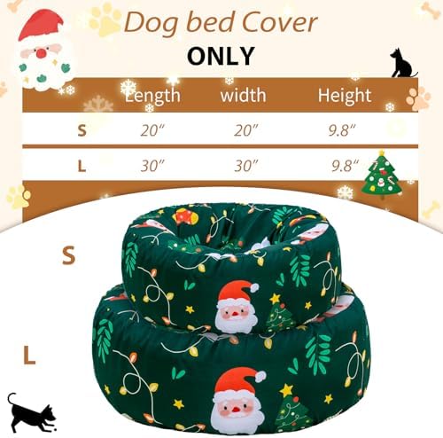 Christmas Round Replacement Dog Bed Elastic Edged Washable Pet Bed Protector - Image 4