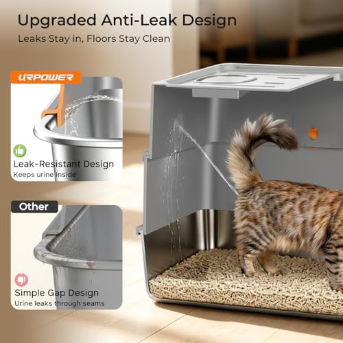 URPOWER Small Stainless Steel Cat Litter Box - Image 5