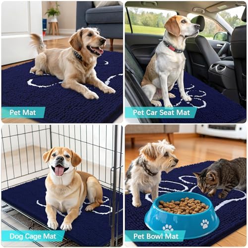 OLANLY Dog Door Mat for Muddy Paws 35x24, Paw Print Design Chenille Mud Mat - Image 7