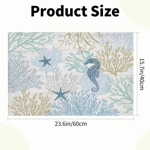 Giwawa Summer Coral Bath Rug Coastal Starfish Bathtub Mat Extra Soft Washable - Image 3