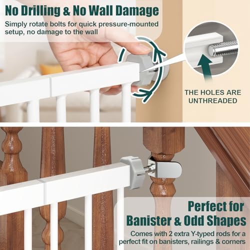keny 36" Extra Tall Baby Gate for Stairs, Auto Close Dog Gate for Doorways - Image 4