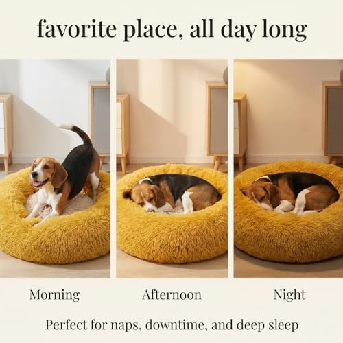 nononfish Soft Plush Dog Bed, Calming Round Pet Bed - Image 6