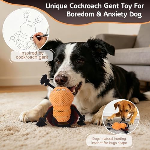Yipetor Cockroach Squeaky Dog Toy, Puppy Rope Chew Toy - Image 3