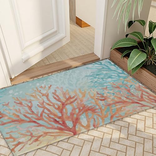 Giwawa Coastal Coral Bath Rug Beach Ocean Bathtub Mat Extra Absorbent Washable - Image 7