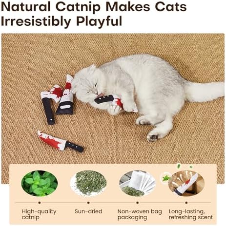 Potaroma 4Pcs Cat Toys, Horror Halloween Knife-Shaped Kitten Catnip Crinkly - Image 3