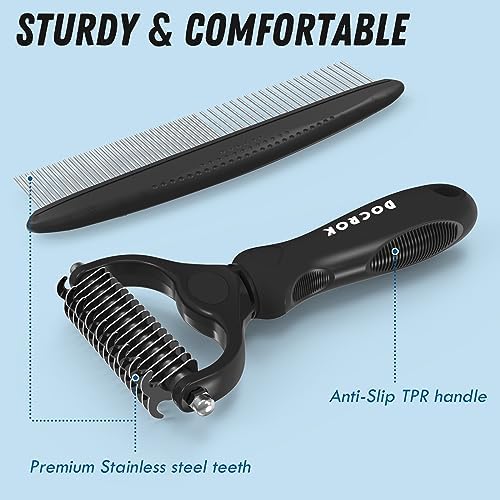 Docrok Pet Grooming Combo: Undercoat Rake, Dematting Deshedding Brush - Image 6