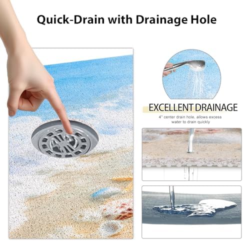 Square Shower Mat, Yonala 24 x 24 Inch Stylish Non Slip Shower Mats - Image 5