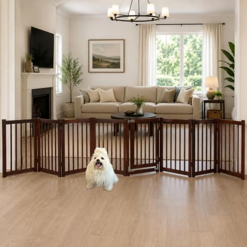 Extra Wide 8-Panel Freestanding Indoor Pet Gate by Unknown