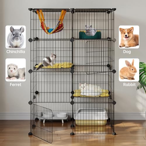 Oneluck 4-Tier Cat Cage for Indoor Cats 47.2-Inch Large Detachable Metal Wire - Image 5