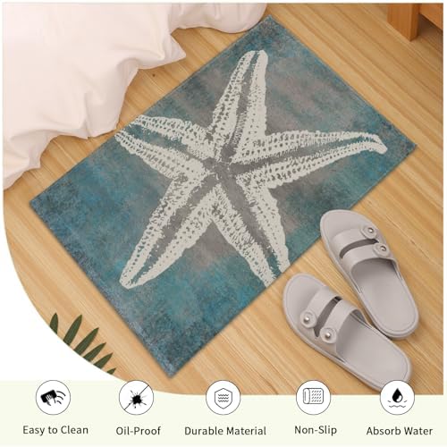 Giwawa Vintage Starfish Bath Rug Coastal Beachy Nautical Bathtub Mat Extra Soft - Image 5