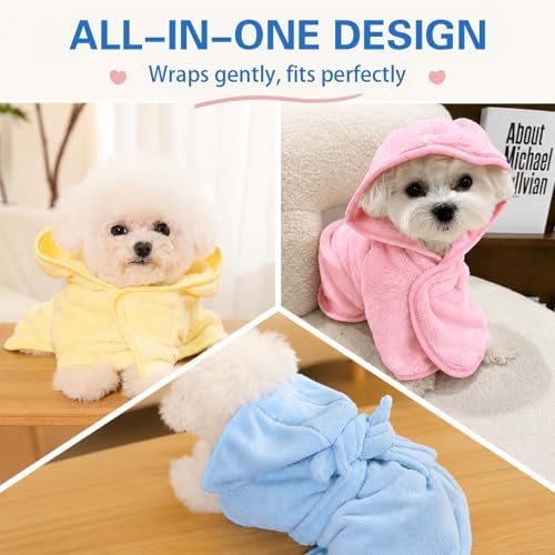 Dog Bathrobe Towel with Hood Super Absorbent Pet Bath Robe - Image 5