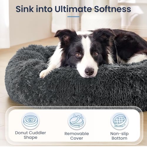 JOLLYVOGUE Calming Washable Dog Beds Large Sized Dog, 36Inch Donut Large Dog Bed - Image 4