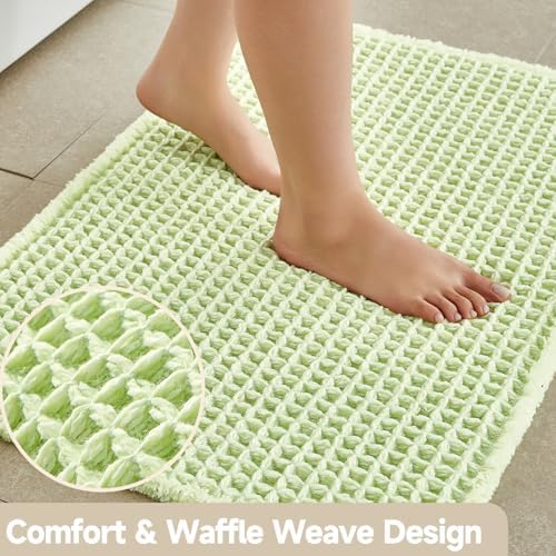 TYUU Waffle Bath Mat, Boho Bathroom Rugs Non Slip, 36x24 Pale Green - Image 3