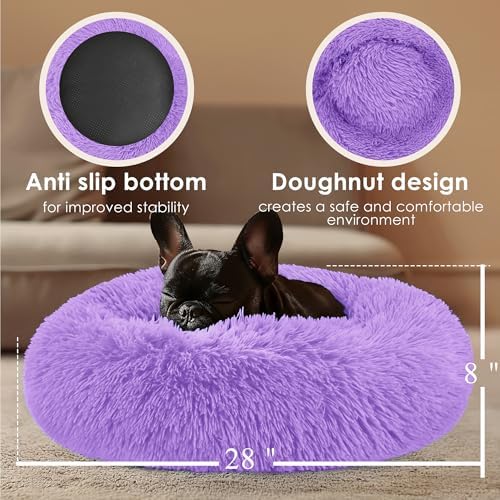 28in Large Dog Bed, Calming Donut Bed - Image 3