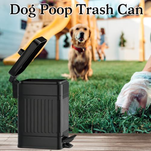Small Bathroom Trash Can with Lid, Metal Dog Poop Trash Can Outside - Image 4