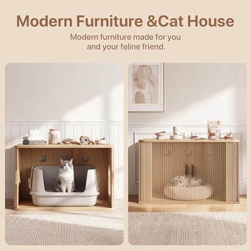 Seang 31.5" Cat Litter Box Enclosure, Hidden Litter Box Furniture - Image 3