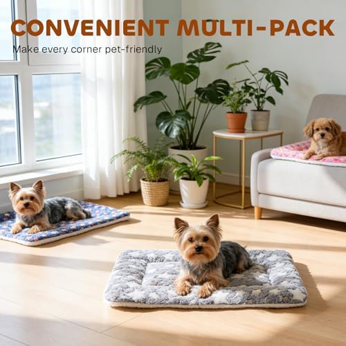 Mora Pets Dog Crate Pad Bed Ultra Soft Pet Mat Star Print 2 Pack 24 in Grey - Image 3