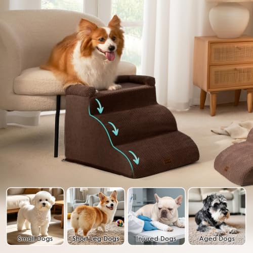 EHEYCIGA 3-Step Curved Dog Stairs - Image 2