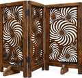 Freestanding Dog Gate 48", Foldable Wooden Pet Barrier, Sunflower Design by TheWoodenTown
