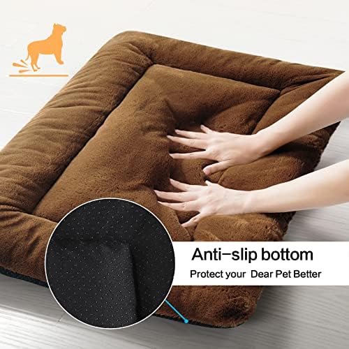 Dog Crate Pad Washable Dog Bed for Crate Large Cozy Mat 42-Inch Brown - Image 6