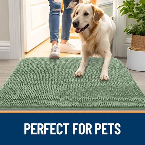 OLANLY Dog Door Mat for Muddy Paws 34x21, Super Absorbent Chenille Mud Mat - Image 6