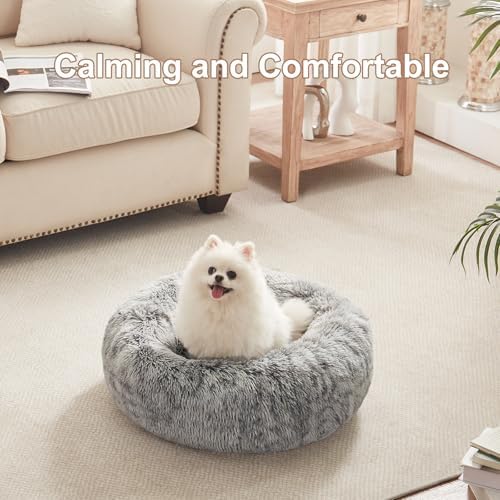 23 inches Faux Fur Fluffy Donut Dog Bed - Image 2