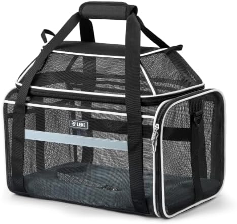 Lekereise Top-Expandable Pet Carrier Full Mesh 17x11x9.5 Inch Airline Approved by Lekereise